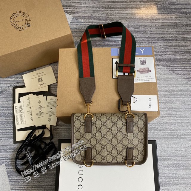 Gucci新款原廠皮女包 古馳Ophidia系列升級版虎頭斜挎包 Gucci經典紅綠色系織帶胸包單肩包 489617  ydg3114